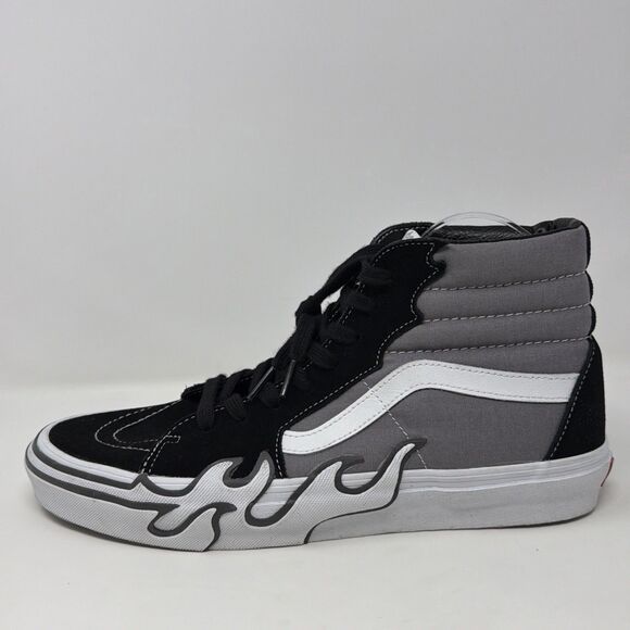 Vans Sk8-Hi Shoes Mens Size 11 Gray Black White Flame High Top Skate Sneakers main image 15